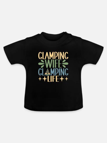 Glamping Glamper - Baby Bio-T-Shirt mit Rundhals - Schwarz