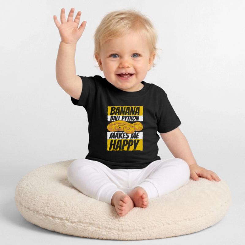 Makes Me Happy Schlange Python Banana Ball Python Baby Bio-T-Shirt mit Rundhals