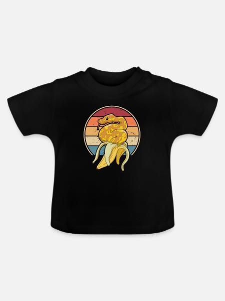 Retro Schlange Schuppenkriechtiere Python Banana - Baby Bio-T-Shirt mit Rundhals - Schwarz