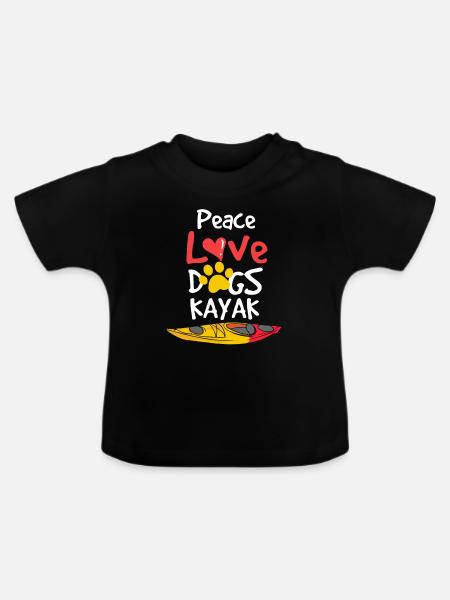Frieden Liebe Hunde Kajak - Baby Bio-T-Shirt mit Rundhals - Schwarz