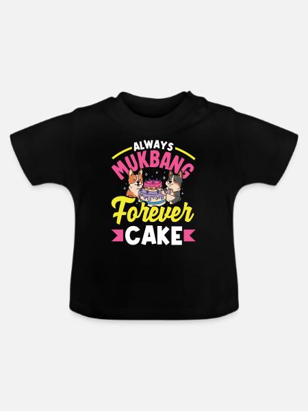 Mukbang and Cake - Baby Bio-T-Shirt mit Rundhals - Schwarz