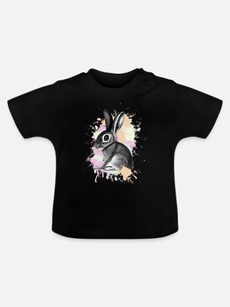 Hase Kaninchen - Baby Bio-T-Shirt mit Rundhals - Schwarz
