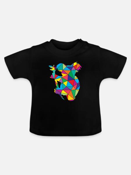 Koala Polygon Wild Animal - Baby Bio-T-Shirt mit Rundhals - Schwarz