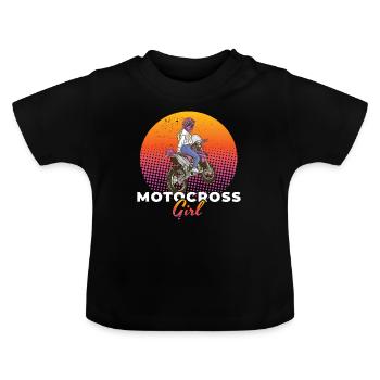 Motocross Fille Moto Motard Vélo - T-shirt bio col rond Bébé - noir - Devant