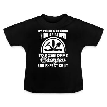 Glazier Piss Off A Glazier - Baby Organic T-Shirt with Round Neck - black - Front