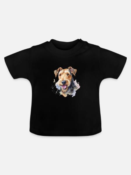 Airedale Terrier - Baby Bio-T-Shirt mit Rundhals - Schwarz