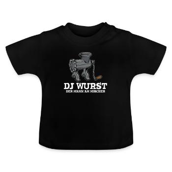 DJ Saucisse L’homme au mélangeur Boucherie Hachoir à viande - T-shirt bio col rond Bébé - noir - Devant