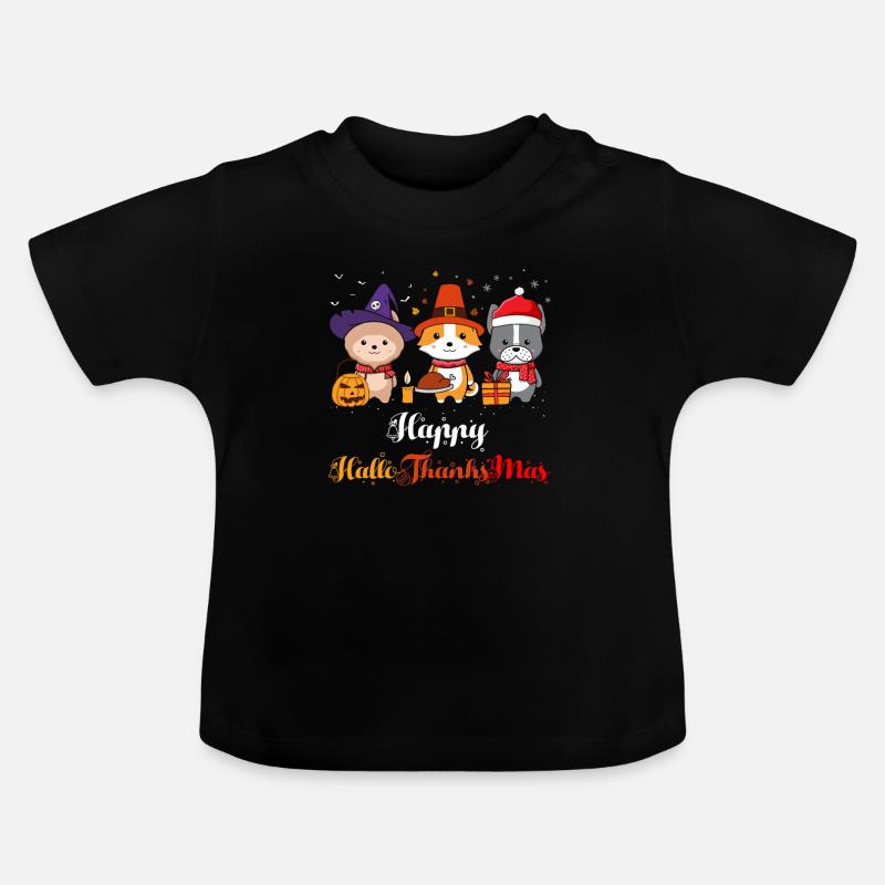 Joyeux HelloThanksMas - T-shirt bio col rond Bébé - noir