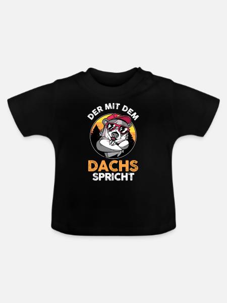 Tiermotiv Dachs - Baby Bio-T-Shirt mit Rundhals - Schwarz
