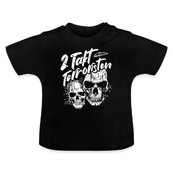 2 Takt Terroristen - Moped Fahrer Skulls - Baby Bio-T-Shirt mit Rundhals - Schwarz - Vorne