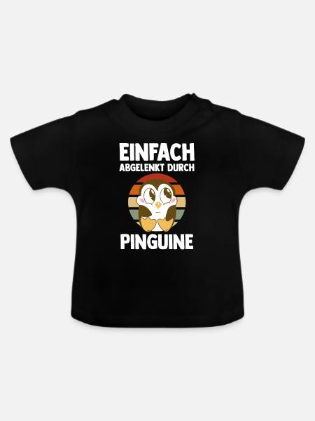 Tiermotiv Pinguin - Baby Bio-T-Shirt mit Rundhals - Schwarz