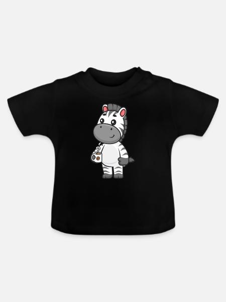 Zebra - Baby Bio-T-Shirt mit Rundhals - Schwarz