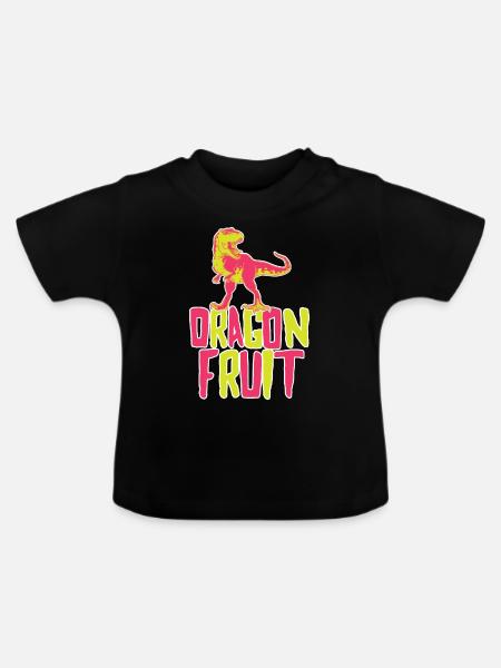 Dragon Fruit Dinosaur - Baby Bio-T-Shirt mit Rundhals - Schwarz