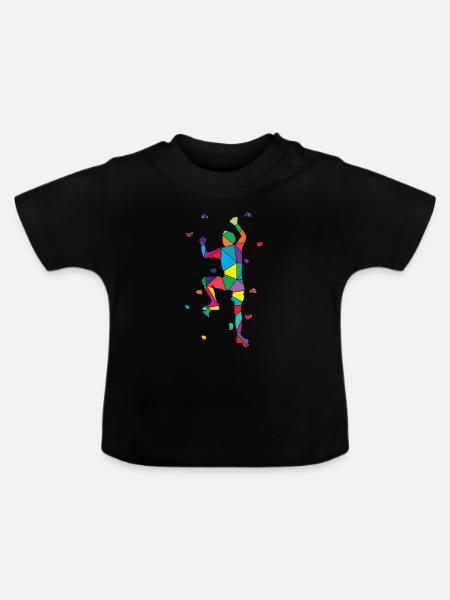 Low Poly Bergsteiger Polygon Wandklettern - Baby Bio-T-Shirt mit Rundhals - Schwarz