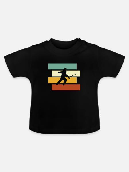 Fechten Retro - Baby Bio-T-Shirt mit Rundhals - Schwarz