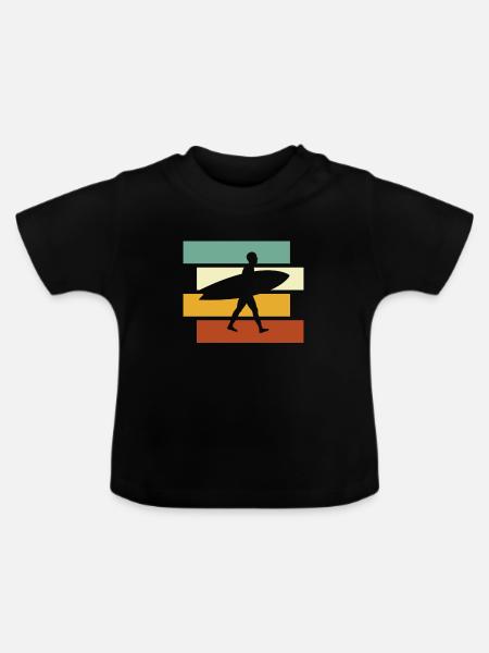 Surfen Retro - Baby Bio-T-Shirt mit Rundhals - Schwarz