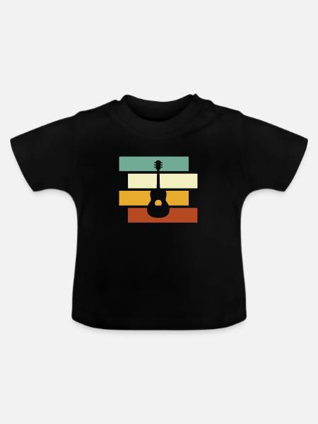 Gitarre Retro - Baby Bio-T-Shirt mit Rundhals - Schwarz
