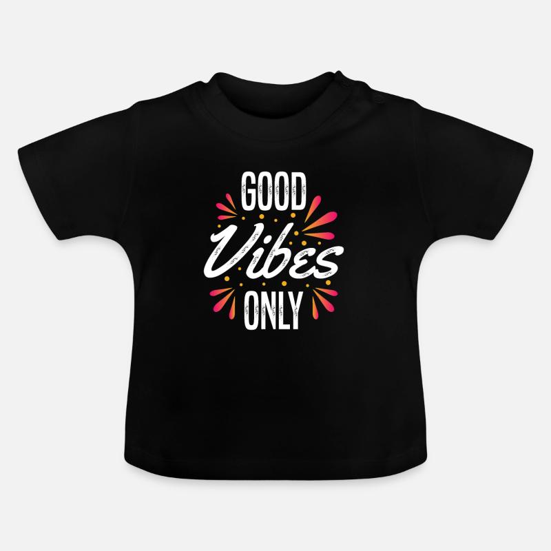 Bonnes vibrations seulement - T-shirt bio col rond Bébé - noir