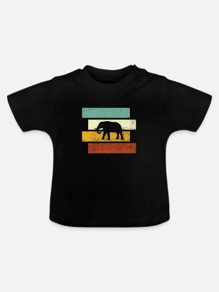 Elefant Retro - Baby Bio-T-Shirt mit Rundhals - Schwarz