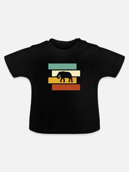Elefant Retro - Baby Bio-T-Shirt mit Rundhals - Schwarz