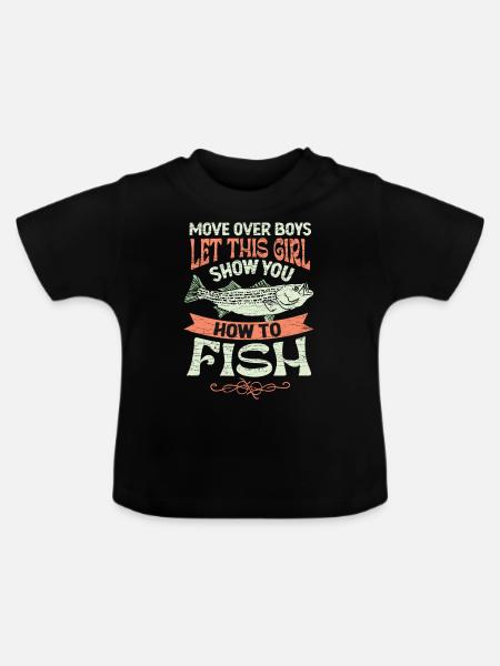 Angeln Anglerin Damen Geschenk - Baby Bio-T-Shirt mit Rundhals - Schwarz