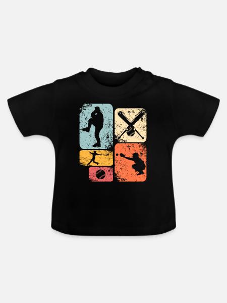 Baseball - Baby Bio-T-Shirt mit Rundhals - Schwarz