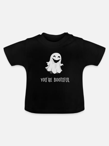 you´re bootiful boo Geist - Baby Bio-T-Shirt mit Rundhals - Schwarz