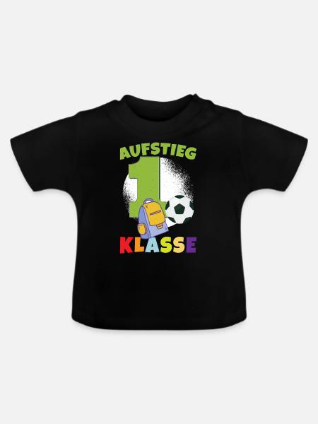 Aufstieg 1. Klasse - Baby Bio-T-Shirt mit Rundhals - Schwarz