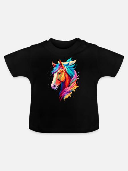 Polygon Pferd - Baby Bio-T-Shirt mit Rundhals - Schwarz
