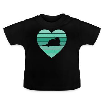 Vintage Heart Weasel Ferret Retro Cute - Baby Organic T-Shirt with Round Neck - black - Front