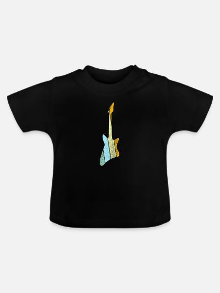 E Gitarre Retro - Baby Bio-T-Shirt mit Rundhals - Schwarz