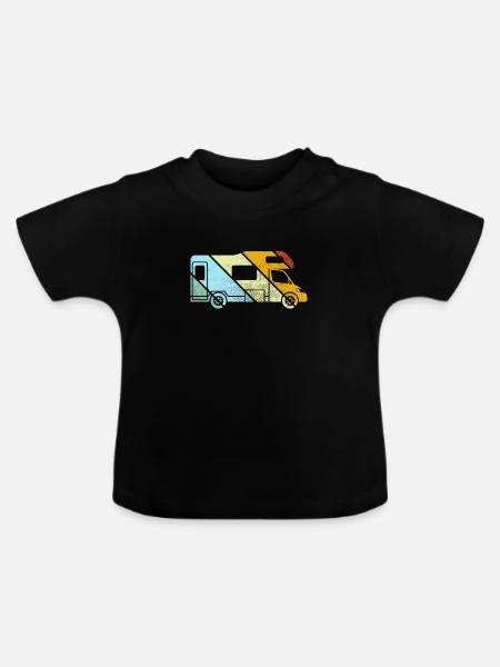 Wohnmobil Retro - Baby Bio-T-Shirt mit Rundhals - Schwarz