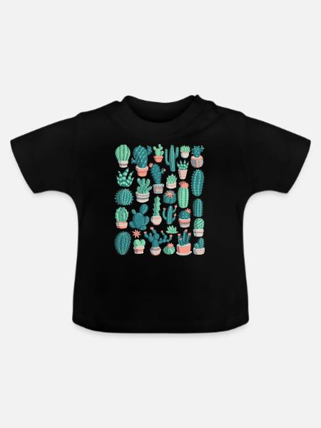 Kakteen - Baby Bio-T-Shirt mit Rundhals - Schwarz