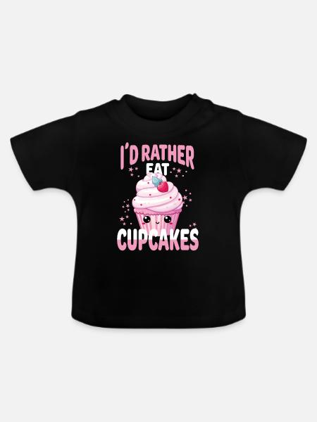 Cupcake Kawaii - Baby Bio-T-Shirt mit Rundhals - Schwarz