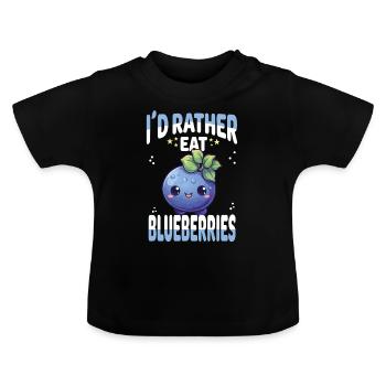 Blaubeere Kawaii - Baby Bio-T-Shirt mit Rundhals - Schwarz - Vorne