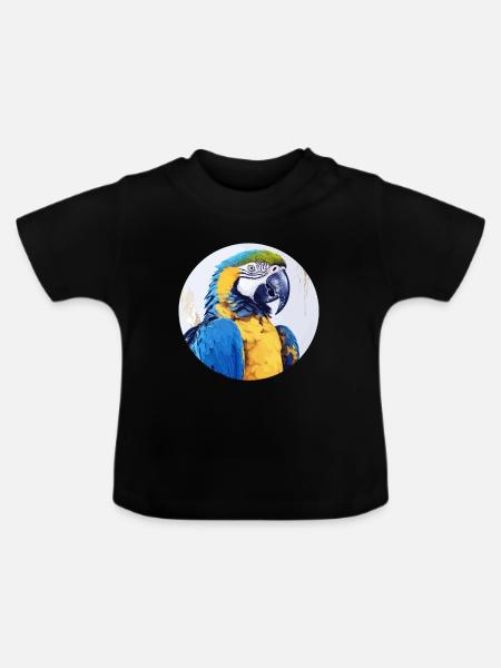 Blau-Gold Ara - Baby Bio-T-Shirt mit Rundhals - Schwarz
