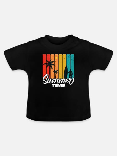 Summer Time - Baby Bio-T-Shirt mit Rundhals - Schwarz