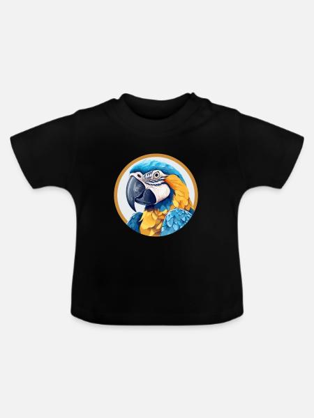 Blau-Gold Ara - Baby Bio-T-Shirt mit Rundhals - Schwarz