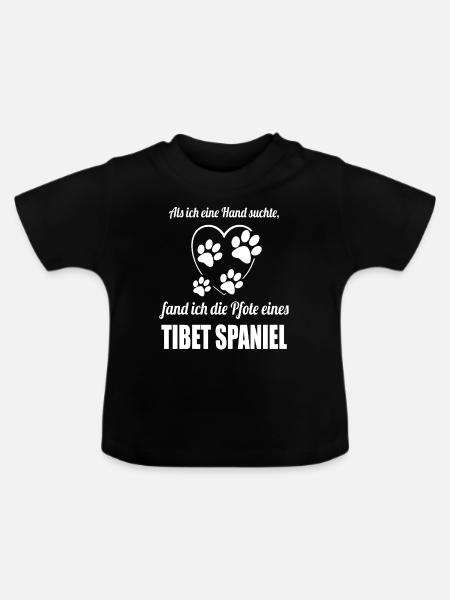 Hand & Pfote - Spruch - Tibet Spaniel - Baby Bio-T-Shirt mit Rundhals - Schwarz
