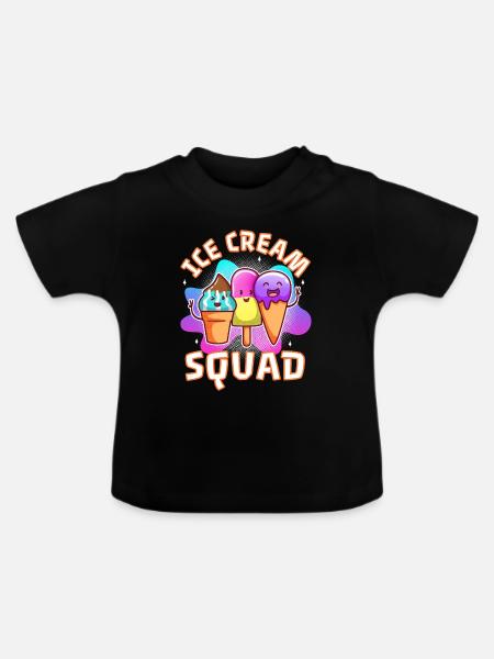 Ice cream squad - Baby Bio-T-Shirt mit Rundhals - Schwarz