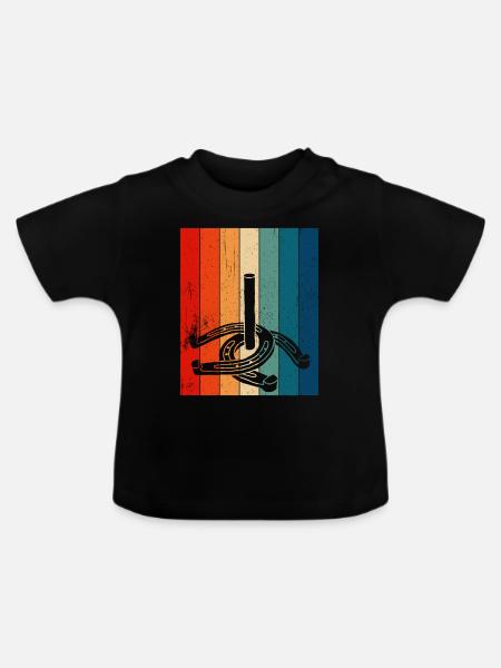 Horseshoe Pitching - Baby Bio-T-Shirt mit Rundhals - Schwarz