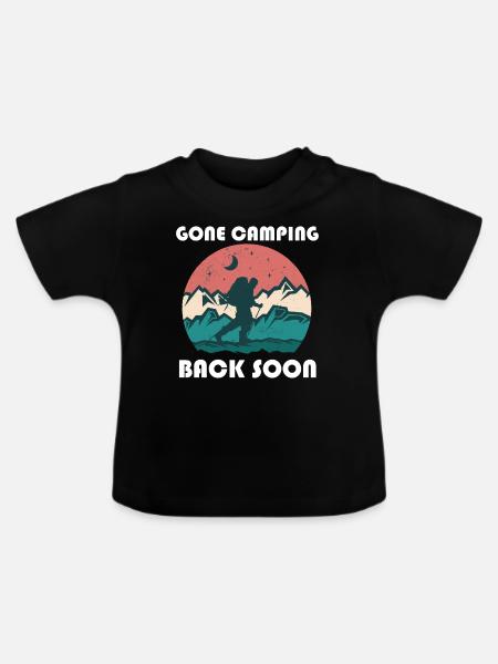 Gone camping, back soon - Baby Bio-T-Shirt mit Rundhals - Schwarz