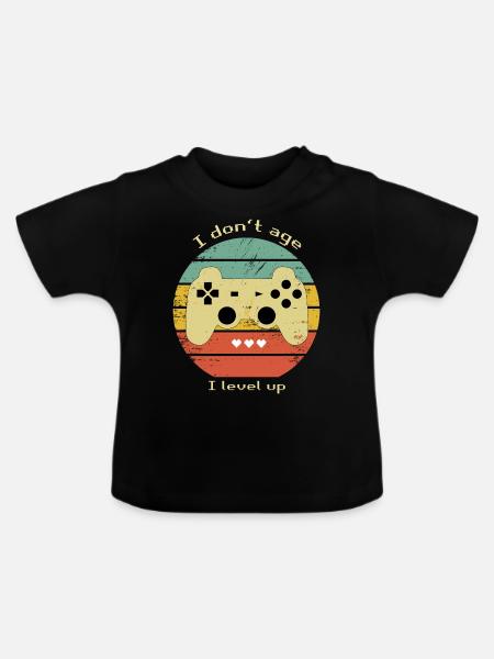 Retro Gaming - Baby Bio-T-Shirt mit Rundhals - Schwarz