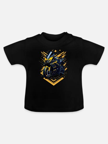 Sportmotorrad-Illustration - Baby Bio-T-Shirt mit Rundhals - Schwarz