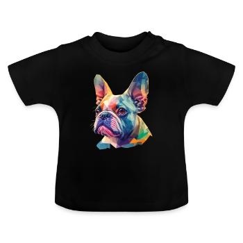 Chien bouledogue français drôle de chiens Art - T-shirt bio col rond Bébé - noir - Devant