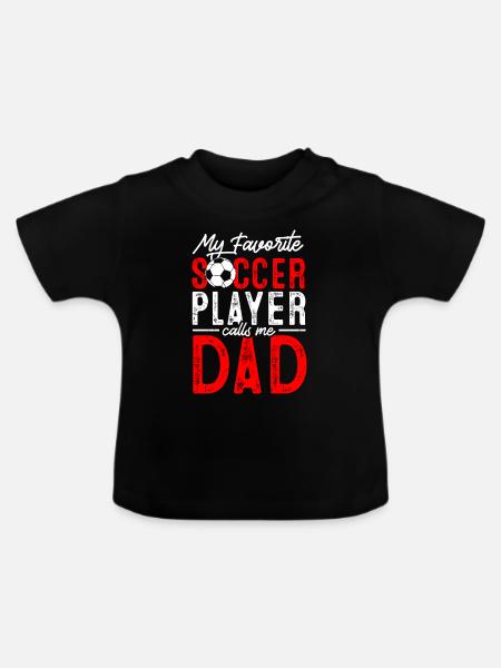 Mein Lieblingsfußballspieler Nennt Mich Papa - Baby Bio-T-Shirt mit Rundhals - Schwarz