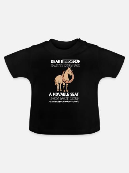 Pferd Kita Kindergarten 2023 - Baby Bio-T-Shirt mit Rundhals - Schwarz