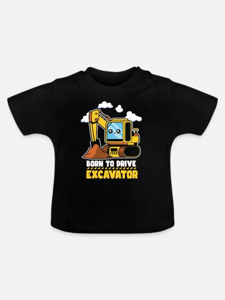Bagger für Baufahrzeuge - Baby Bio-T-Shirt mit Rundhals - Schwarz