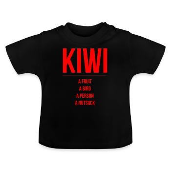 Kiwi Frucht Vogel Person Neuseeland - Baby Bio-T-Shirt mit Rundhals - Schwarz - Vorne