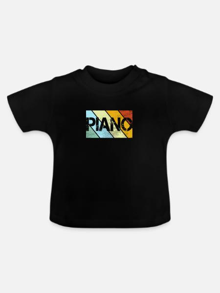 Klavier Retro - Baby Bio-T-Shirt mit Rundhals - Schwarz